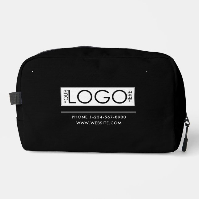 Professional Business Logo Contact Details Simple Dopp Kit (Front)