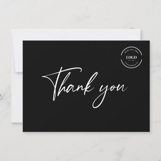 Professional Business logo Customisable Modern Thank You Card (Front)