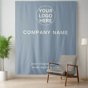 Professional Business Logo Dusty Blue Branded Tapestry