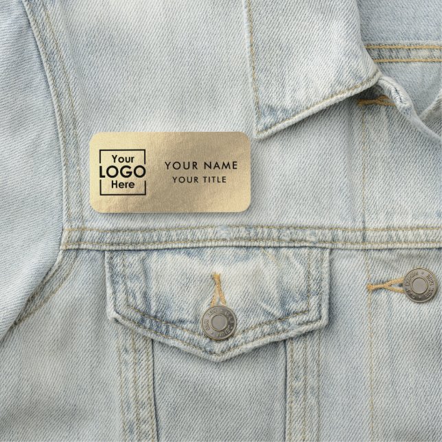 Professional Business Logo Employee Name Gold Name Tag (In Situ)