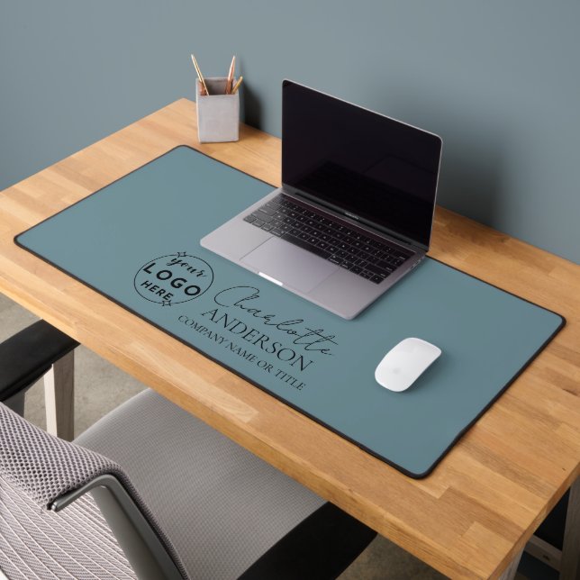 Professional Business Logo Hazy Teal  Desk Mat (Office 2)