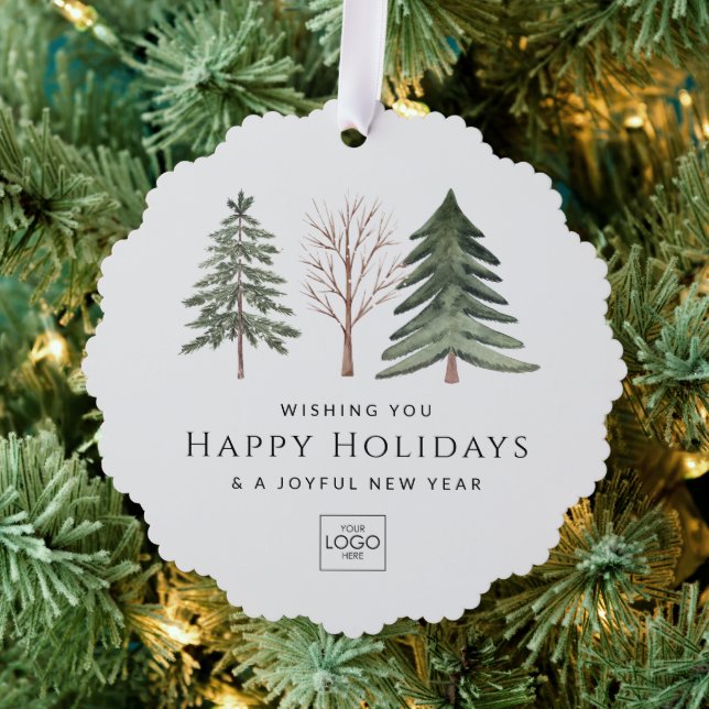 Professional Business Logo Minimalist Christmas Tree Decoration Card (Insitu (Tree))
