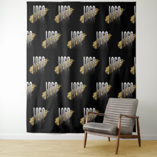 Professional Business Logo On  Black Promotional   Tapestry
