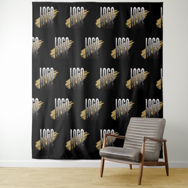 Professional Business Logo On  Black Promotional   Tapestry (In Situ)