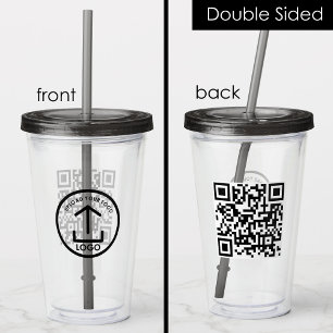 Professional Business Logo Promo QR Code Modern Acrylic Tumbler