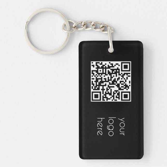 Professional Business Logo QR Code Black  Key Ring (Front)
