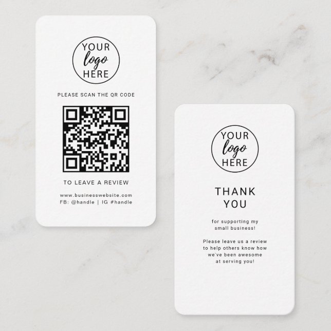 Professional Business Logo QR Code Review Card (Front/Back)