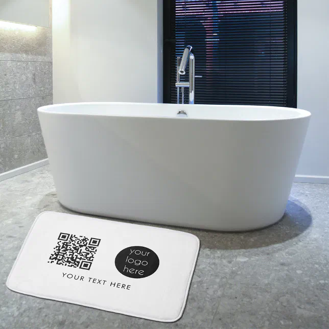 Professional Business Logo QR Code & Text Bath Mat | Zazzle