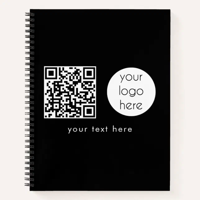 Qr Code Notebook Design Professional Business Logo QR Code & Text Notebook | Zazzle