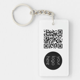 Professional Business Logo QR Code White Key Ring