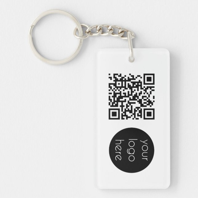 Professional Business Logo QR Code White Key Ring (Front)