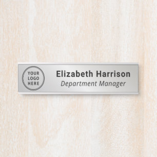 Professional Business Logo Silver Name Door Sign