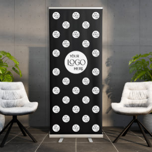 Professional Business Logo Step and Repeat Black Retractable Banner