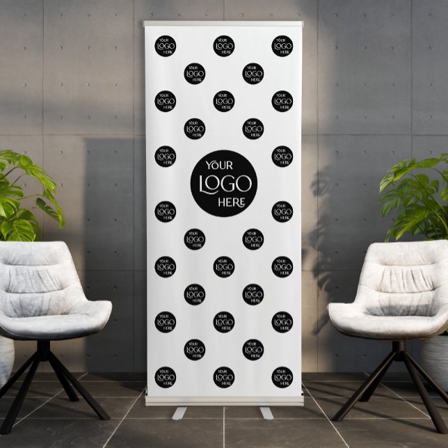 Professional Business Logo Step and Repeat White Retractable Banner (Creator Uploaded)