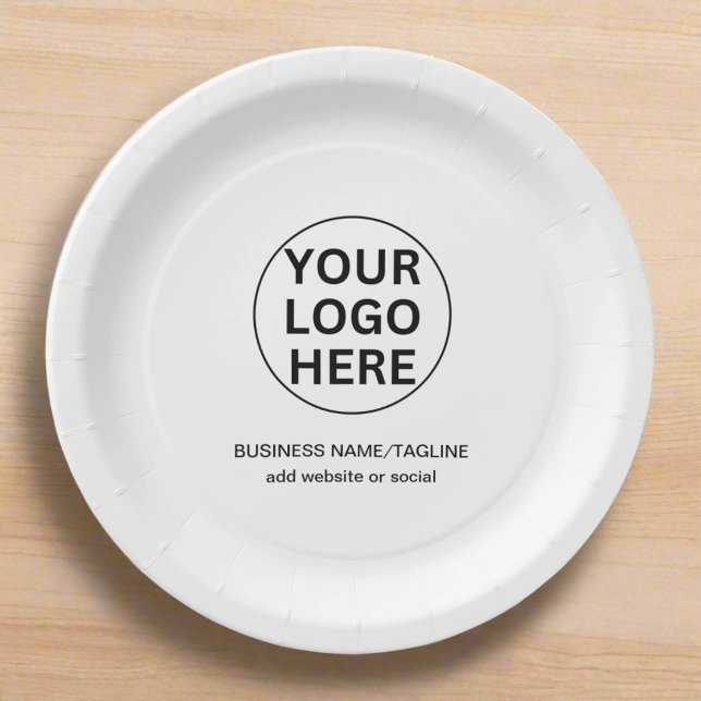 Professional Business Logo & Text Black & White  Paper Plate (Creator Uploaded)