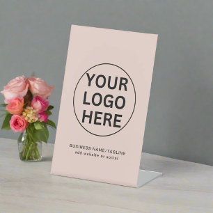 Professional Business Logo & Text Blush Pink Pedestal Sign