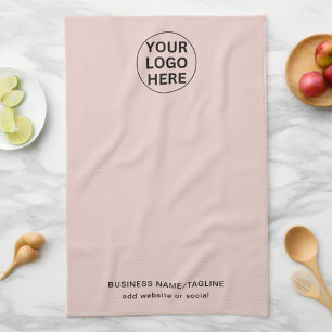 Professional Business Logo & Text Blush Pink Tea Towel