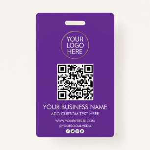 Professional Business Logo & Text Company QR Code ID Badge