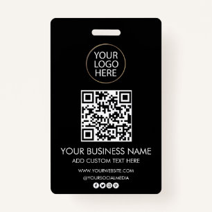 Professional Business Logo & Text Company QR Code  ID Badge