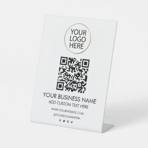Professional Business Logo & Text Company QR Code  Pedestal Sign