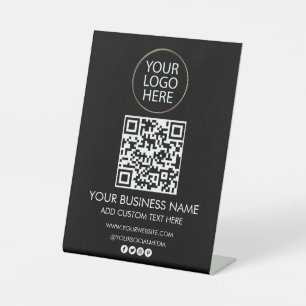 Professional Business Logo & Text Company QR Code  Pedestal Sign