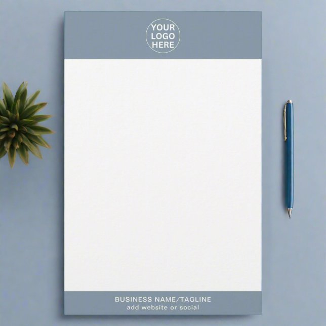 Professional Business Logo & Text Dusty Blue  Stationery (Creator Uploaded)