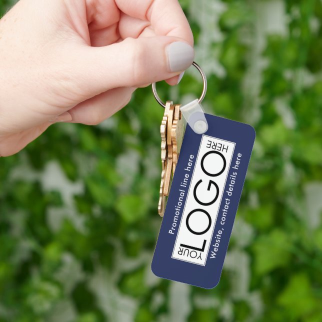 Professional Business Logo Text Promo Gifts Blue Key Ring (Hand)