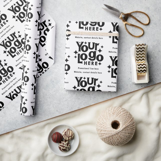 Professional Business Logo Text Promotional Retro Wrapping Paper (Crafts)