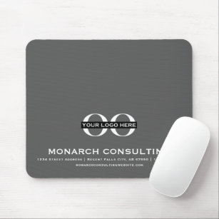 Professional Business Logo with Contact Info Grey Mouse Mat