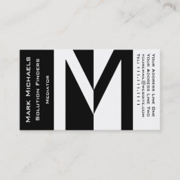 Professional Business M Monogram Black and White Business Card