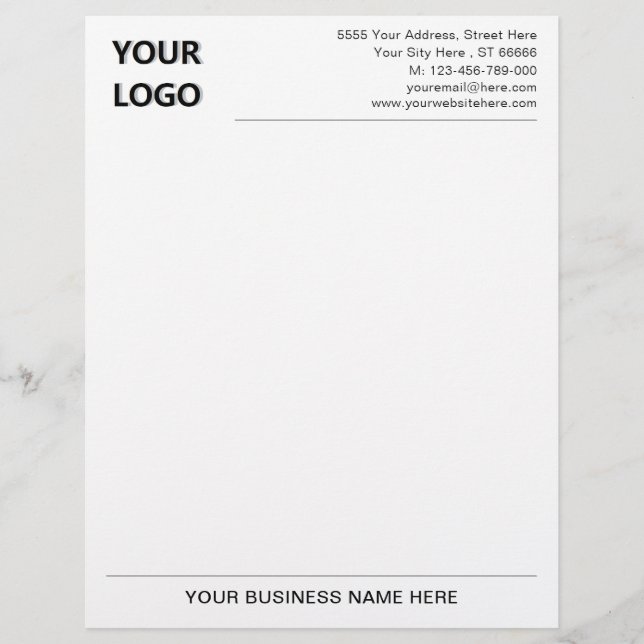 Professional Business Name Address Logo Letterhead (Front)
