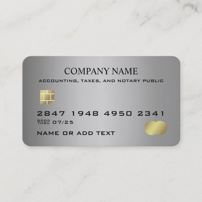 Professional Business Office Grey Faux Credit Card (Front)
