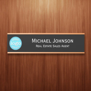Professional Business Office Logo Name Title Black Door Sign