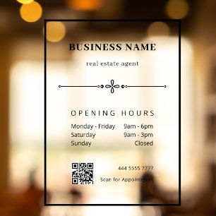 Professional Business Office QRCode Opening Hours Window Cling
