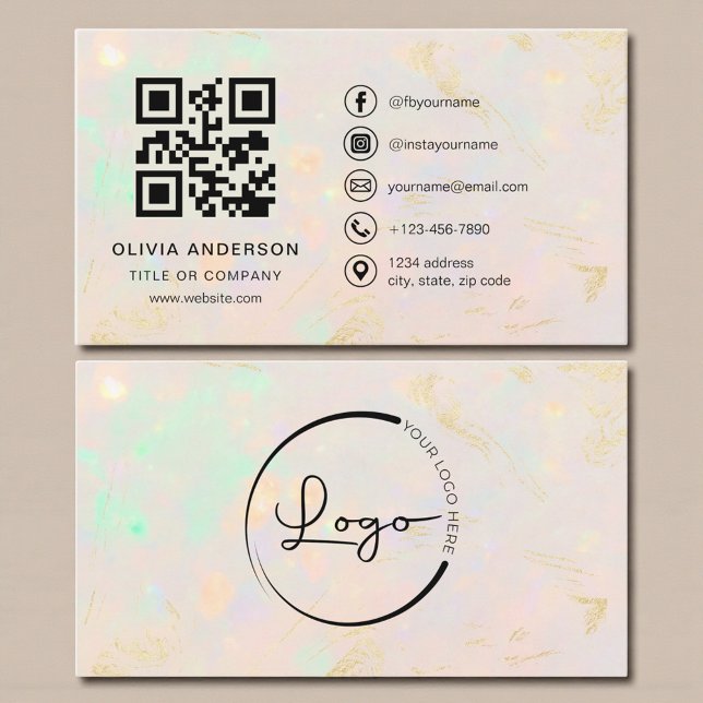 Professional Business Opal QR Code Card (Creator Uploaded)