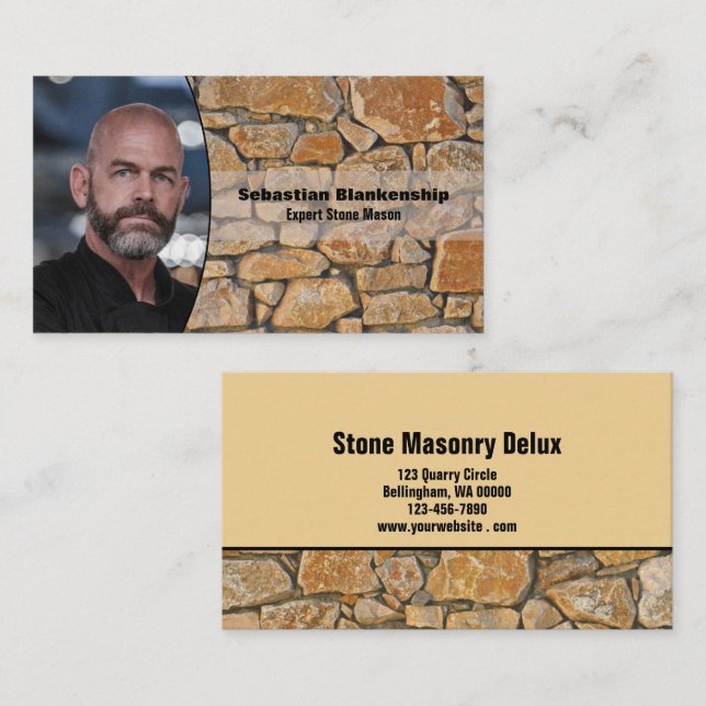 Professional Business Photo Stone Wall Background Card (Front/Back)