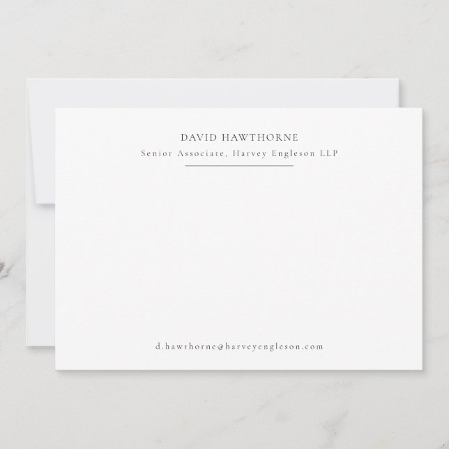 Professional Business Simple Black and White Note Card (Front)
