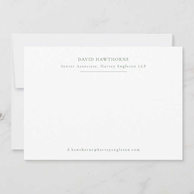Professional Business Simple Pine Green Note  Card (Front)