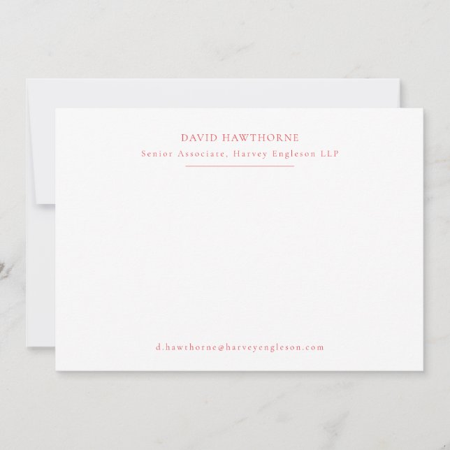 Professional Business Simple Rose Red Note Card (Front)