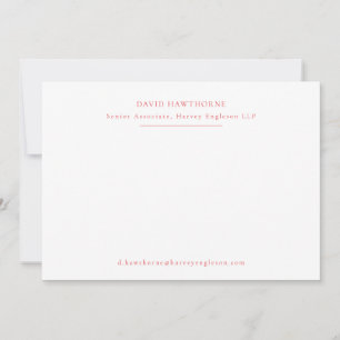 Professional Business Simple Rose Red Note Card