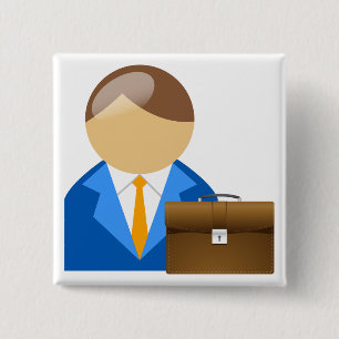 Professional Businessman Icon with Briefcase 15 Cm Square Badge