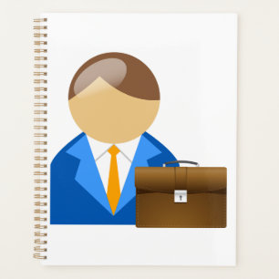 Professional Businessman Icon with Briefcase Planner