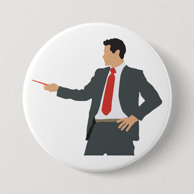 Professional Businessman in Suit with Pointer 7.5 Cm Round Badge (Front)