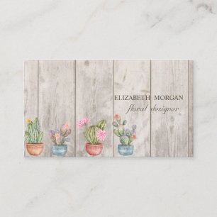 Professional Cactus,Flowers,Wood Texture  Business Card