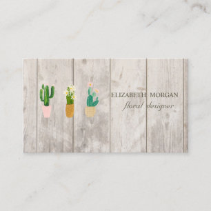  Professional Cactus Planted Wood Texture  Business Card