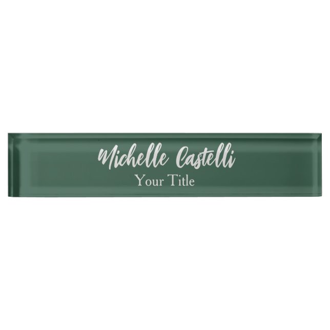 Professional Calligraphy Modern Minimalist Green Nameplate (Front)