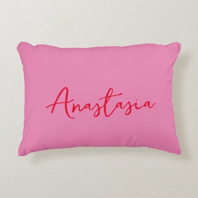 Professional calligraphy name custom pink blue decorative cushion (Front)