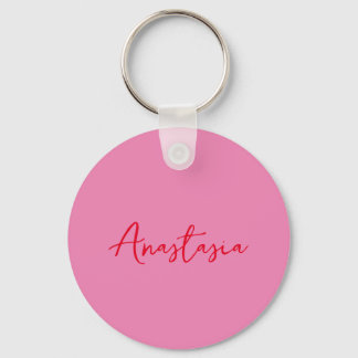 Professional calligraphy name custom pink blue key ring