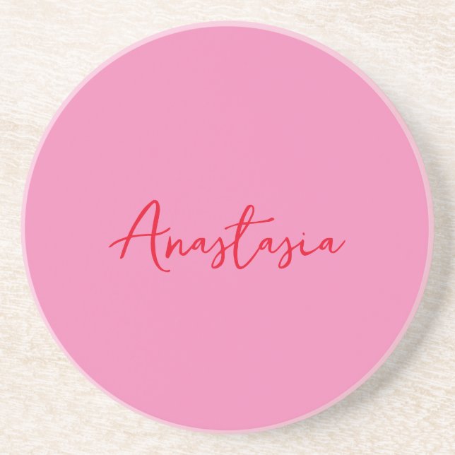 Professional calligraphy name custom pink coaster (Front)