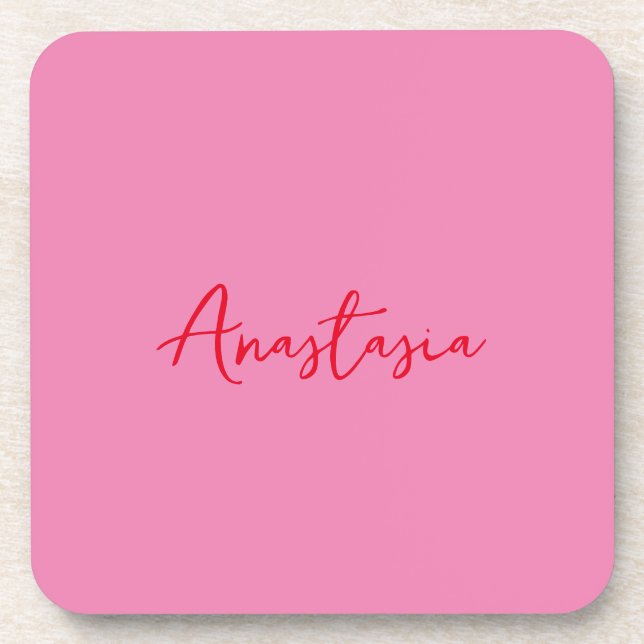 Professional calligraphy name custom pink coaster (Front)